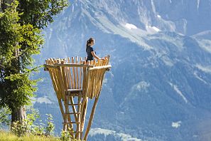 Stacja górska Brandstadl na płaskowyżu Scheffau z widokiem na Wilder Kaiser w SkiWelt Wilder Kaiser Brixental w Kaiserwelt